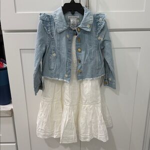 cupcakes & cashmere Light Blue Denim Jacket with White Dress